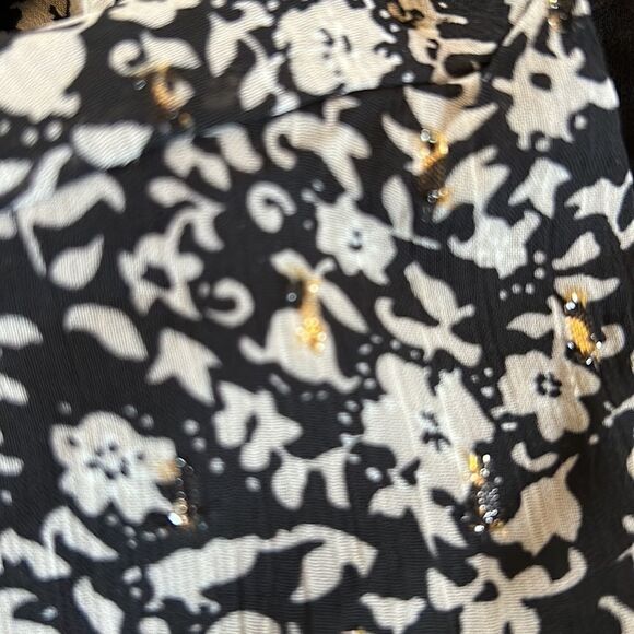 Rachel Zoe black gray metallic long sleeve floral blouse Size S NWOT - Picture 9 of 11